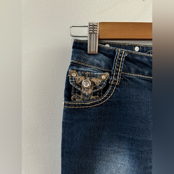 Pre-Owned Size 12 Rodeo Girl Dark Blue Rhinestone Embellished Jeans - Picture 4 of 12